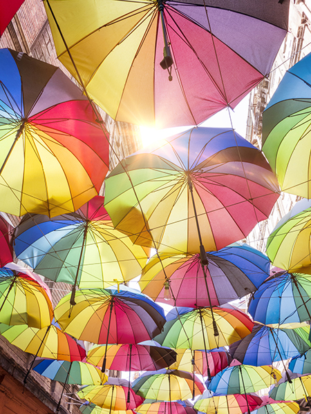 Sun Shining Through Umbrellas – Colorful Umbrellas